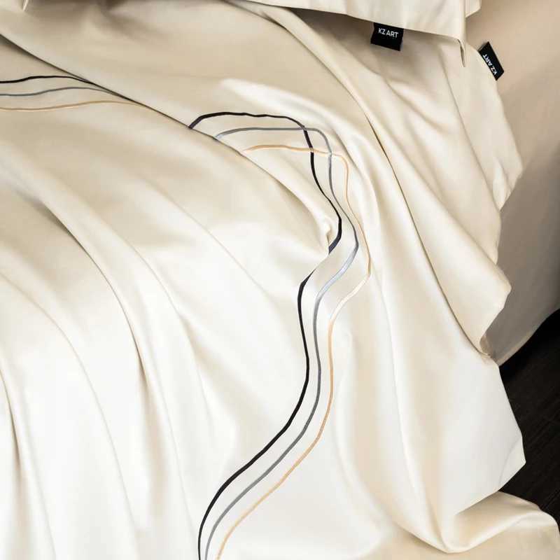 60S Long-Staple Cotton Luxury Embroidery Hotel Style Bedding Set Queen King Size Duvet Cover Flat/Fitted Sheet Pillowcases 4Pcs D260317