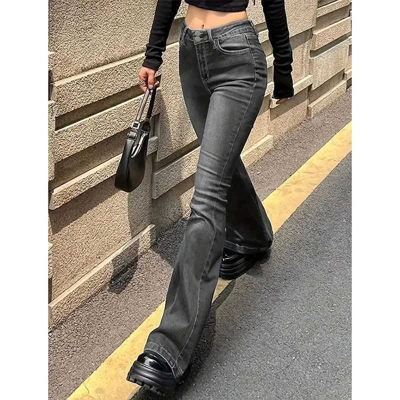 2026 Lady High Waist Thin Flared Jeans Hot Sale s Straight Leg Thin Pants Female Classic Korean Solid Leisure Trousers M260317