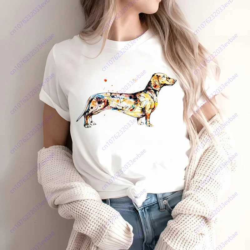 Dachshund Teckel Funny Cute Dog Animal T-Shirt Women Short Sleeve Summer Fashion Tshirt Casual Fashion Tee Shirt O-Neck Tops M260317