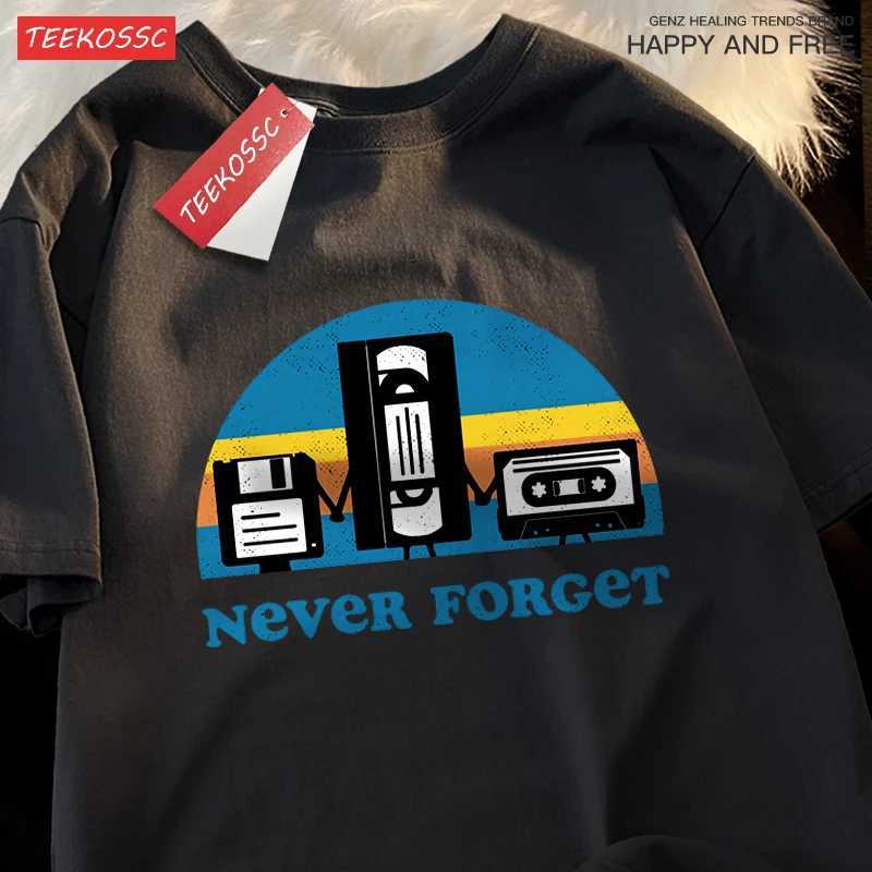 Never Forget The Old Radio Men Women T Shirts Harajuku O-Neck T-Shirts Vintage Oversize Clothing Summer Cotton Tshirts Couple M260317