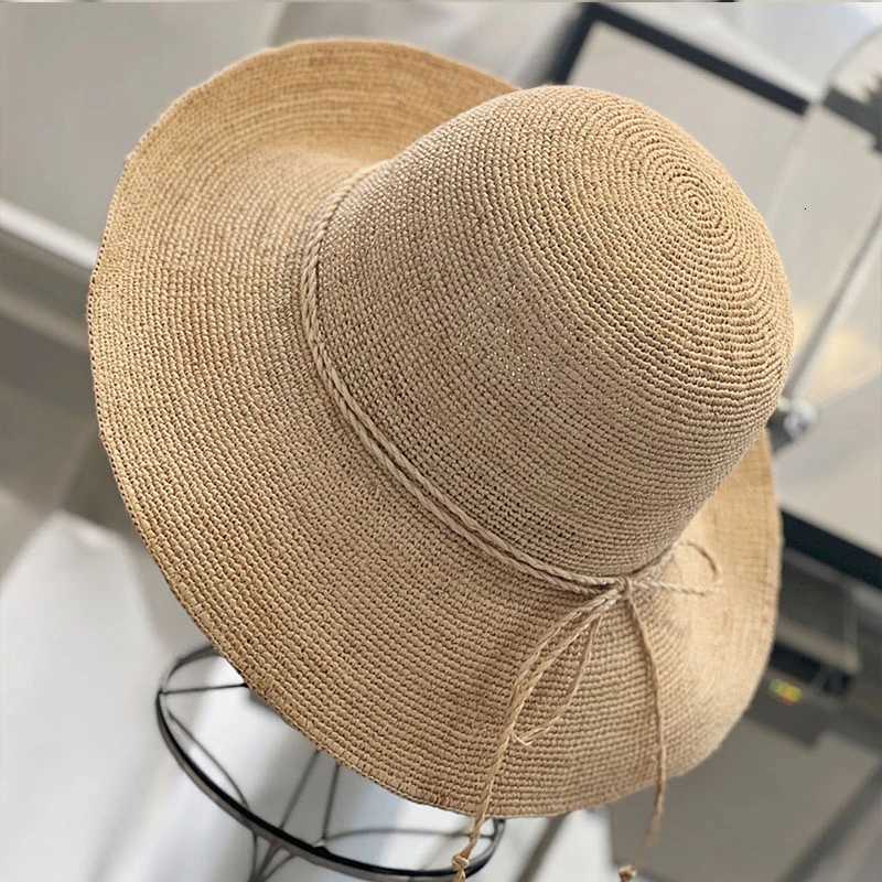 Handmade Raffia Shade Womans Sun Hat Large Brim Foldable Straw Hat Summer Outing Seaside Beach H260317 - view 4