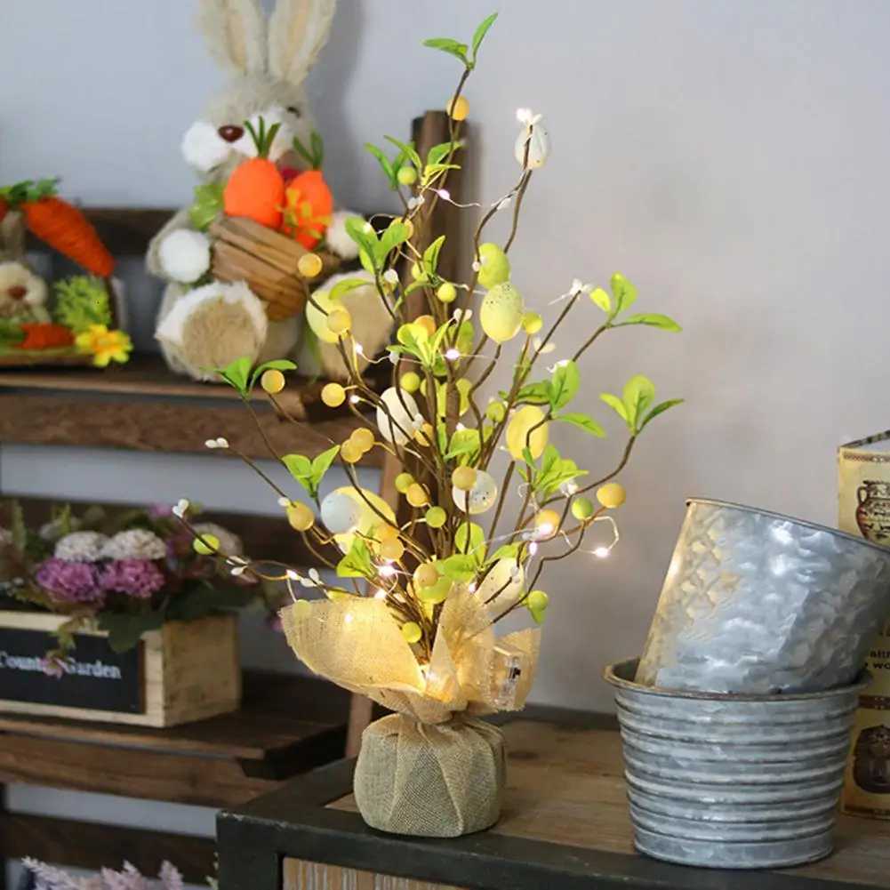 Easter Egg Tree braches Artificial flower Easter Egg Tree Battery Powered Easter Light String LED Light Tabletop Decoration H260316
