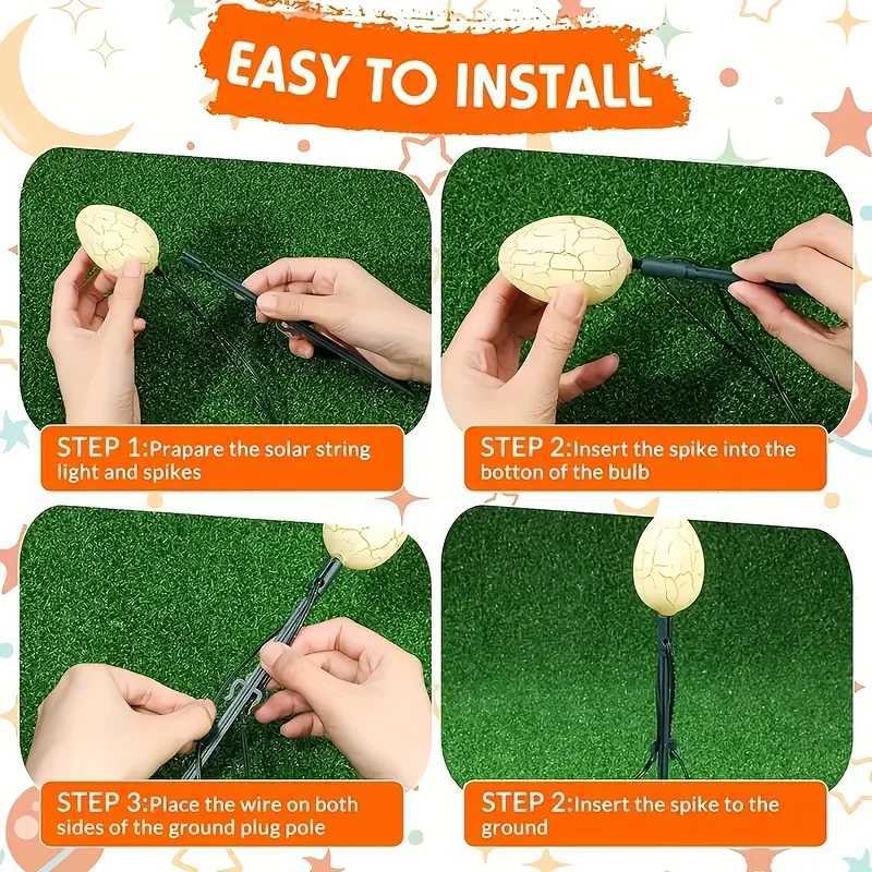 Solar Easter Egg String Lights Rabbit Egg Ground Lights Garden Lawn Decoration Lamp Outdoor Holiday Festival Lighting H260316