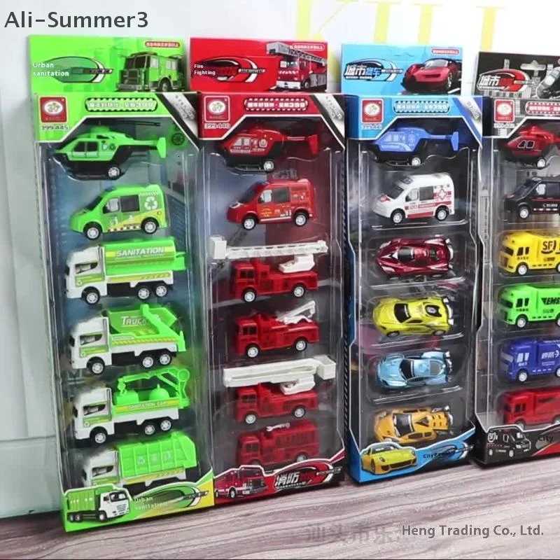 4/6Pcs Pull Back Engineering Vehicle Boys Toys Kids Toy Car Inertia Sanitation Truck Models For Children Ideal Gifts Y260316