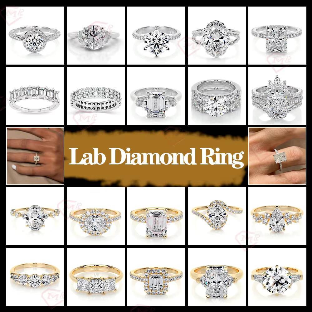 IGI Certified CVD Diamond Ring Engagement Woman Men 925 Silver Custom Classic Lab Grown Diamond Ring