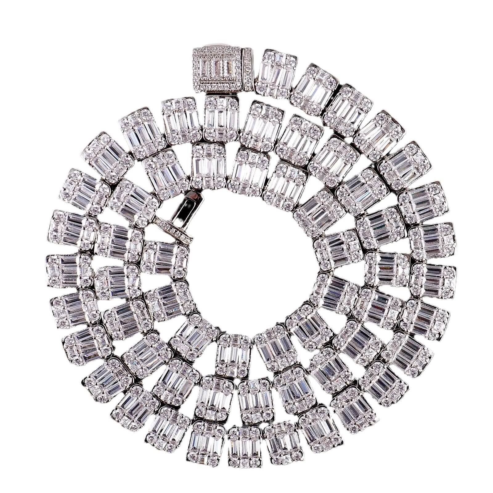 Womens 55mm Silver Plated 18k Gold Lab Grown Diamond IGI Certified Brilliant Cut Trendy Hip Hop Anniversary Necklace