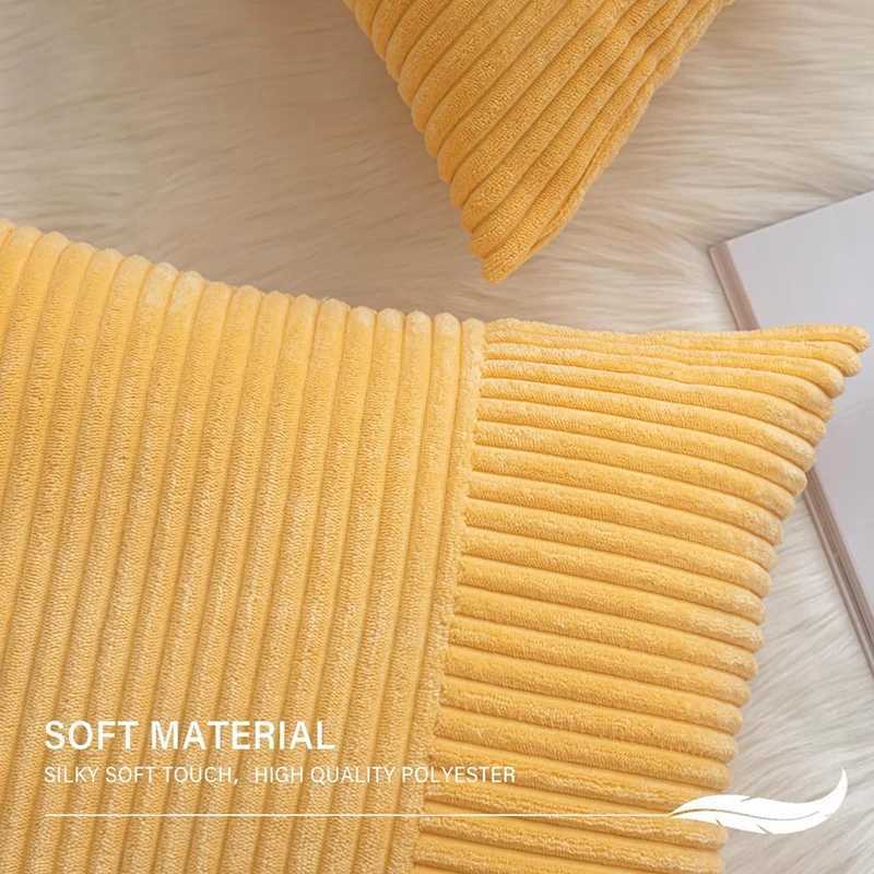 30x50cm 45x45cm 50x50cm Corduroy Throw Pillow Covers Striped Patchwork Yellow Farmhouse Classic Halloween Decor Pillowcases D260317