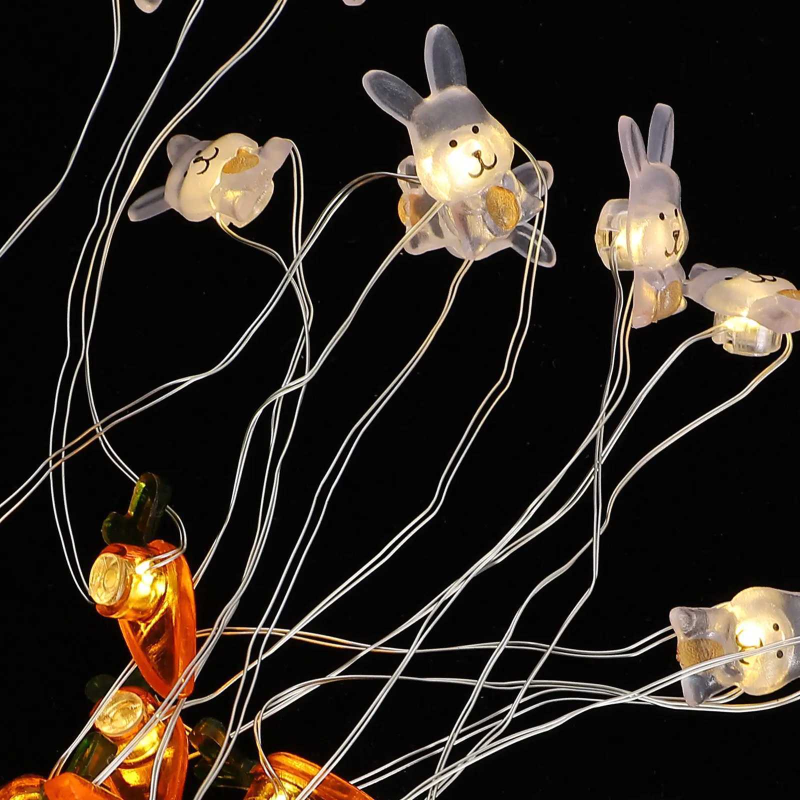 1Set Easter String Lamps Rabbit Shaped Carrot Theme LED Light String Exquisite Festive Decoration for Indoor Outdoor Easter H260316