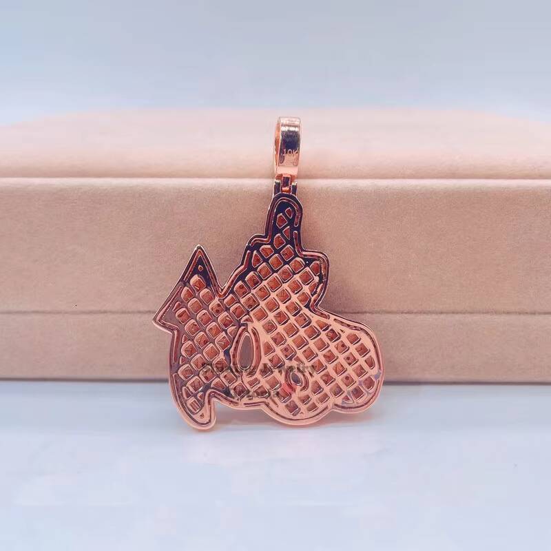 14k Rose Gold Plated Sterling Silver Hip Hop Men Vvs Moissanite Diamond Iced Out Allah Pendant