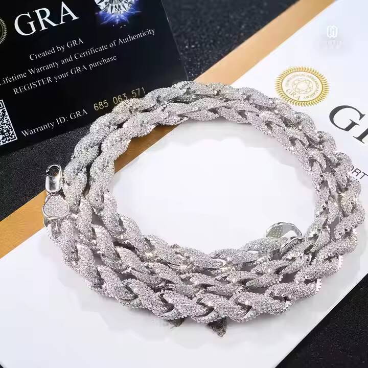 Wholesale VVS D Color Moissanite Jewelry Mens Hip Hop S925 Silver Chain Cuban Link Iced Tennis Rope Bracelet/Bangle Necklace