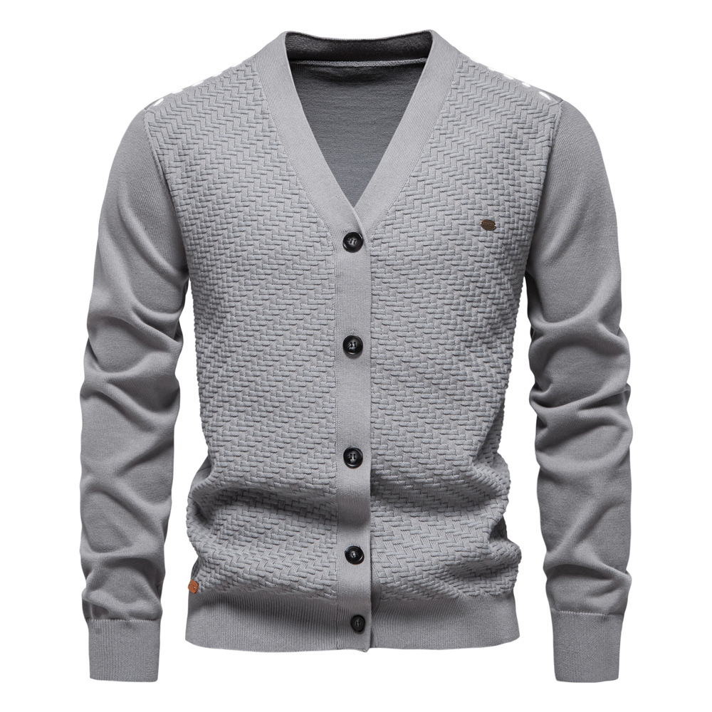 Autumn Winter New Men's Vneck Shirt Knitted Hoodie Sweater Jacket European Size Cardigan Slim Polo Fit Trendy Men's Sweater Jacket