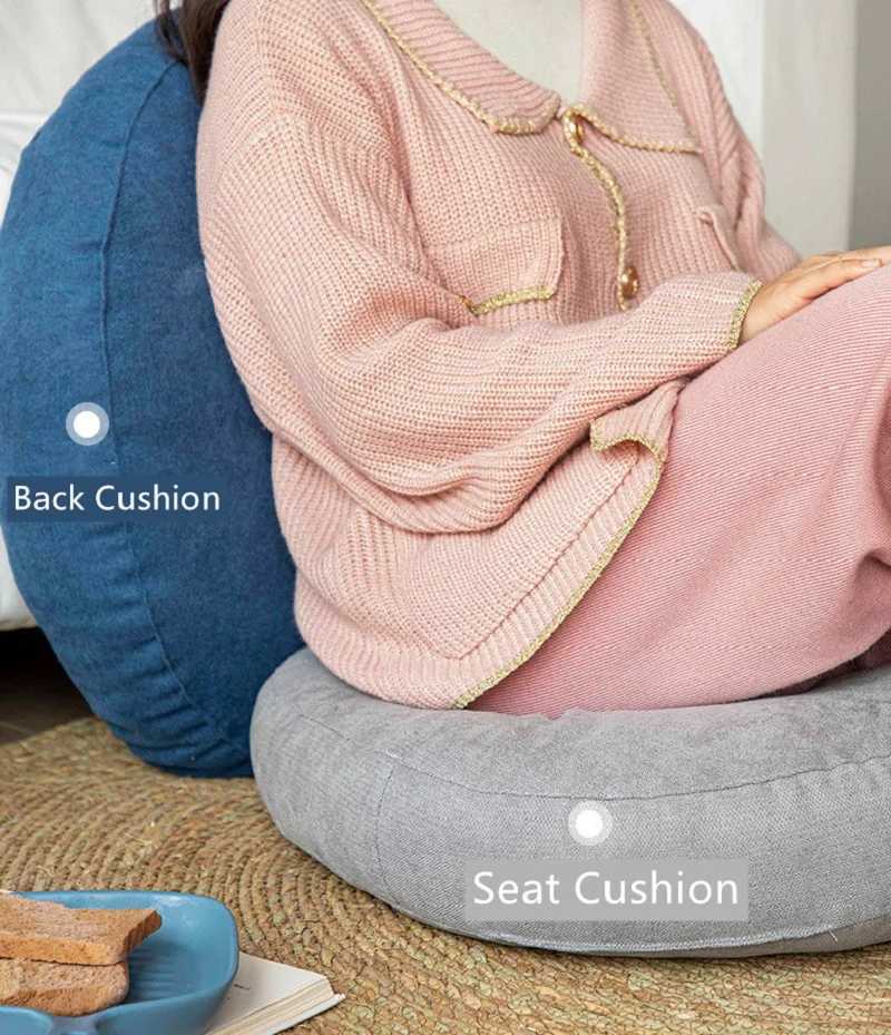 Blue Round Floor Seat Cushion Pillow Thickened Tatami Yoga Mat for Meditation Machine Washable Seat Cushion Office Sleeping Mat D260317