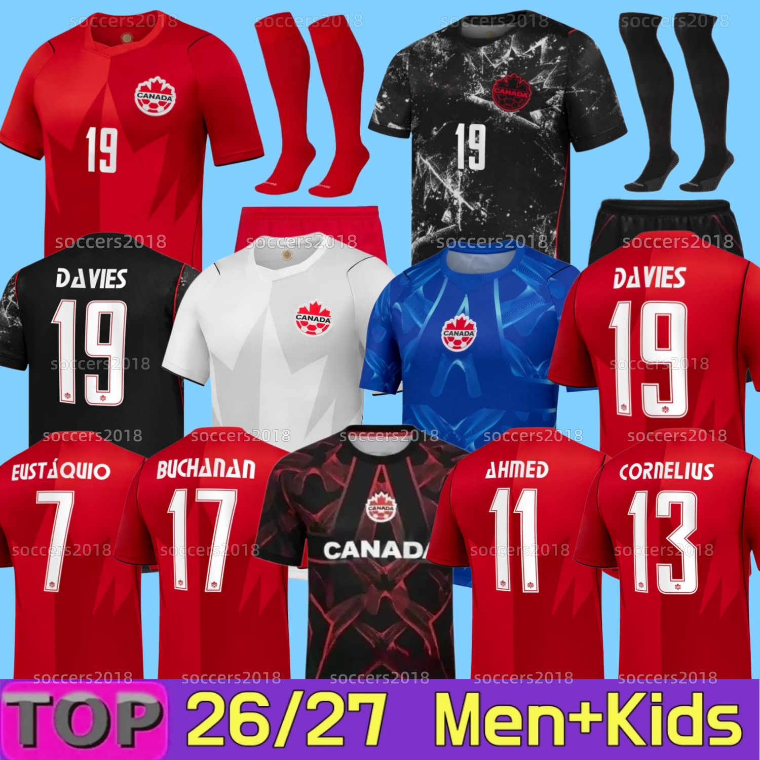 Canada 2026 World Cup DAVIES Soccer Jerseys J.DAVID AHMED LARIN UGBO CAVALLINI MILLAR EUSTAQUIO 26 27 Home Away 3rd Gk Player national team football shirt men kids kits
