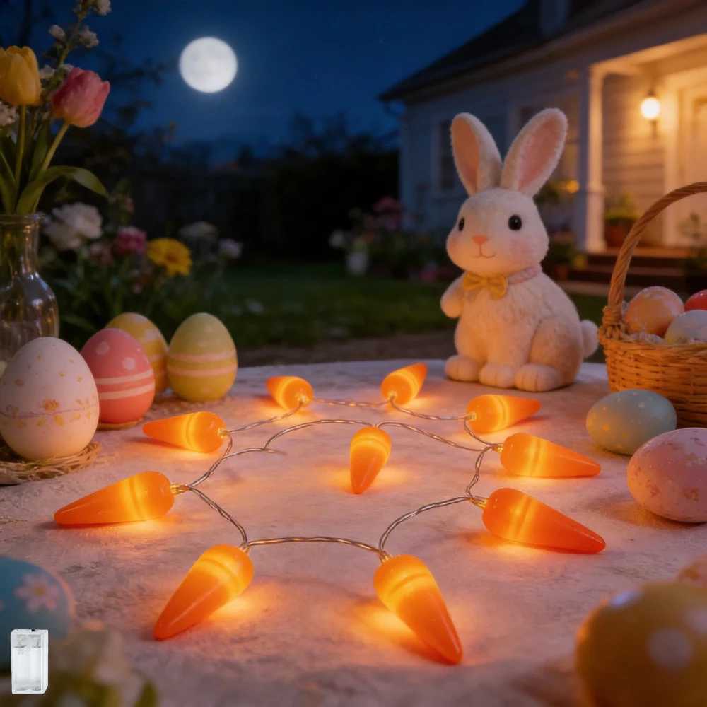 Easter Carrot Light String Easter Yard/party/dining Table/showcase/theme/gift/garden/photo Prop Decor Light Battery Powered H260316