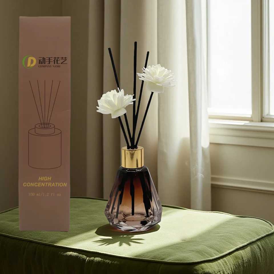 Essential Oil Diffuser 60ml Gradient Color Diamond Shape Reed Aromatherapy Bottle Used for Home Decor Fragrance Bedroom Aromatherapy Living R D260317