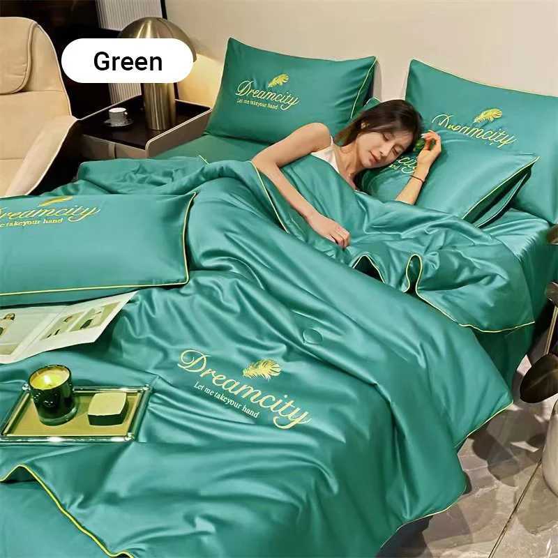 High Quality Solid Color Double Washed Cotton Bedding 4 Pieces Set Student Dormitory Bed Linen Duvet Set Bed Suit or 1 Pc Quilt D260317