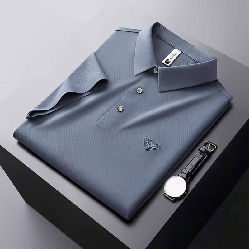 Seamless Adhesive Short Sleeve Shirt For Men Casual Summer Thin Non-Iron Stretch Men's T-Shirt High-End Feel