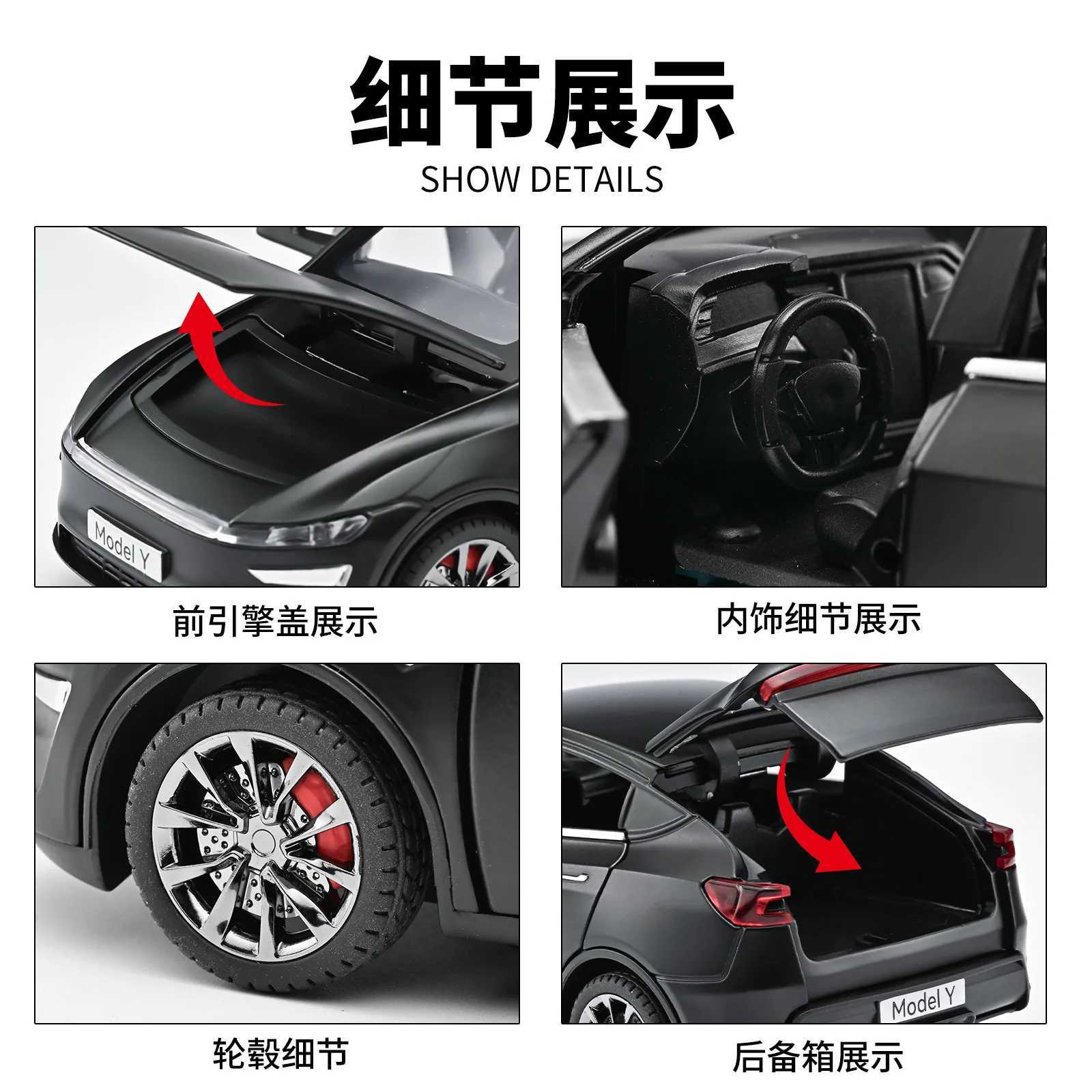 1 32 Tesla Model Y Alloy Car Model Sound and Light Effects Office Desktop Decompression Toy Collection Gift Y260316