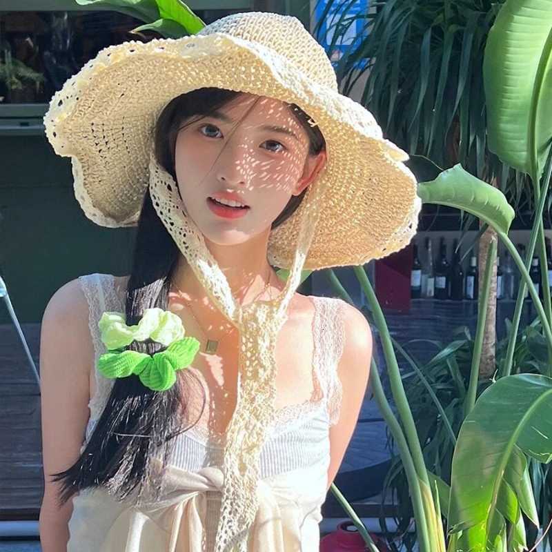 1pc Womens Sun Hat Wide Along The Beach Hat Outdoor Summer Straw Hat Folding Sun Hat Head Beach UV Protection Hats for Tralve H260317 - view 5