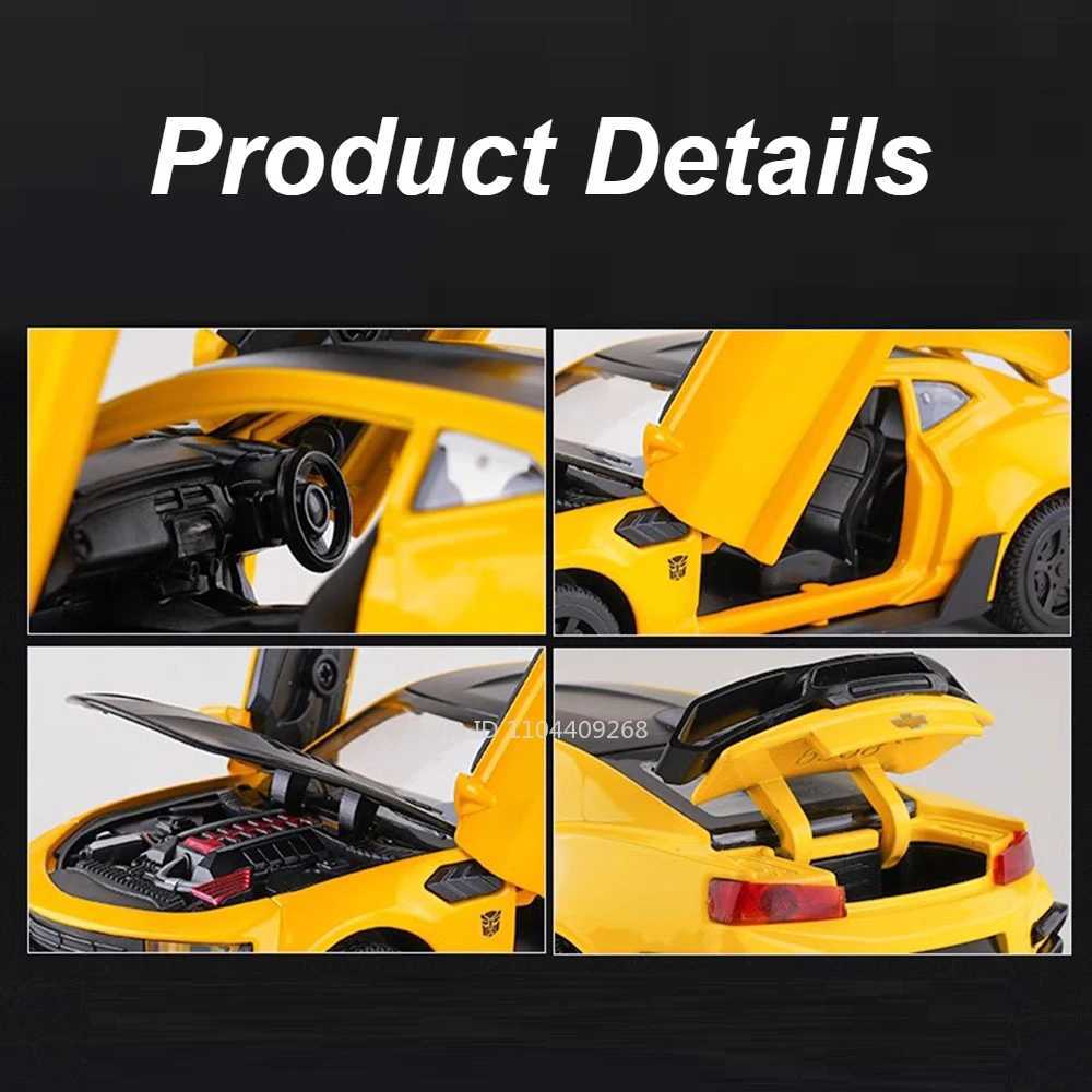 132 Scale Camaro Alloy Diecast Model Sports Car Toy Sound Light Doors Opened Police Vehicles Toys for Child Birthday Gifts D260317