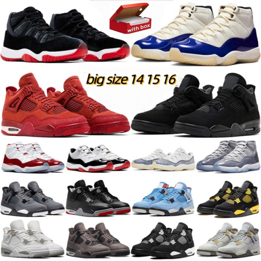 With Box Designer Basketball Shoes big size shoes 14 15 16 4s sneakers Cherry 11s Red outdoor comfortable sports shoe black cat bred white cement thunder cool grey