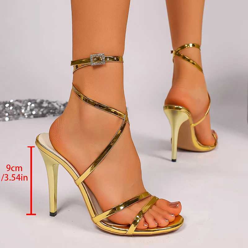 Ankle Wrap Stiletto High Heel Sandals Women Strap Thin Heels Party Shoes Woman Super High Heeled Gladiator Sandals 43 K260317 - view 7