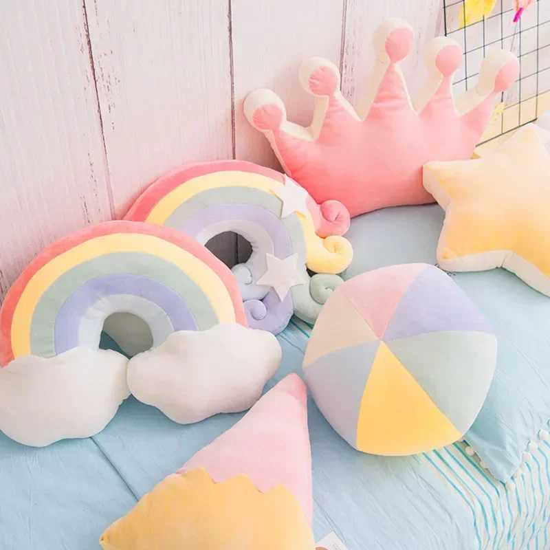 Hot Big Rainbow Sofa Cushion Surprise Birthday Gift Warm Decoration for Home Childrens Room Bedhead Chair Cushion Cute Pillow D260317
