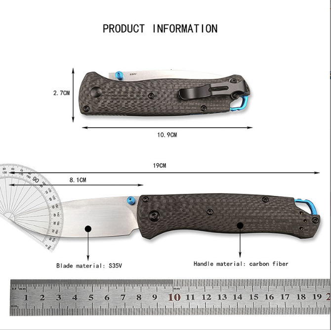 Mini Bugout BM 533-3 Pocket Folding Knife S90V Blade Carbon Fiber Handles Easy To Carry Outdoors Tactical Defense Survival Tools