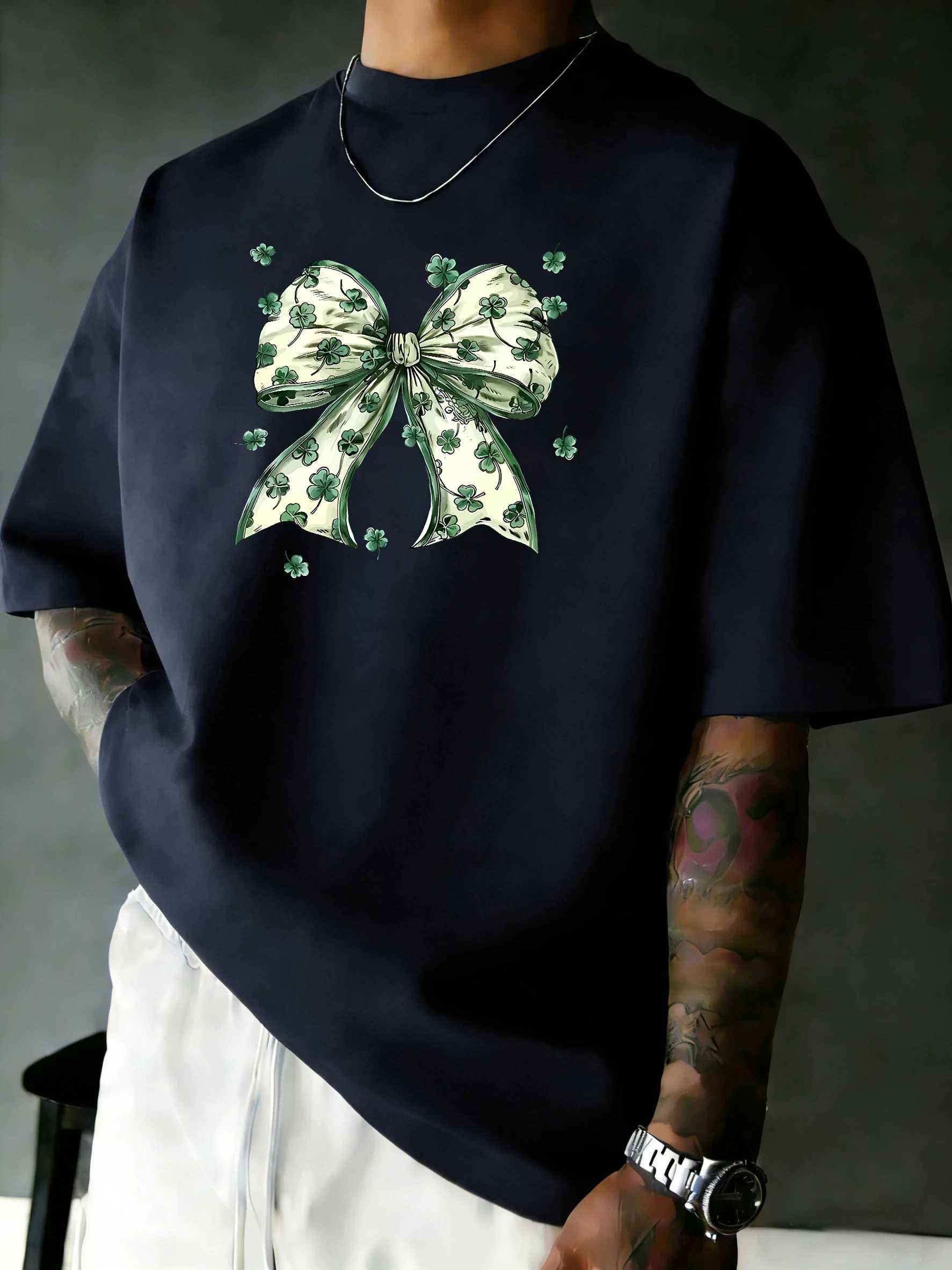 Clover Bowpattern Sport Youthful Short Sleeve Man Summer All-Match Tee Shirts O-Neck Casual Tops Hip Hop Cotton Streetwear M260317