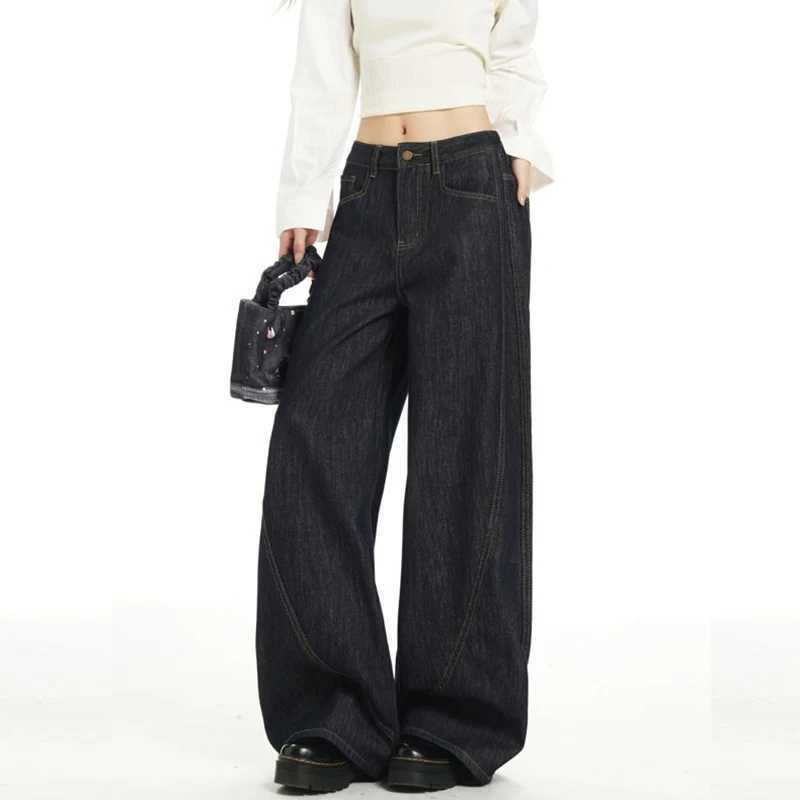 2026 Women Retro Designer Loose Jeans s Fashion High Waist Straight Leg Pants Female Solid Casual Denim Trousers M260317
