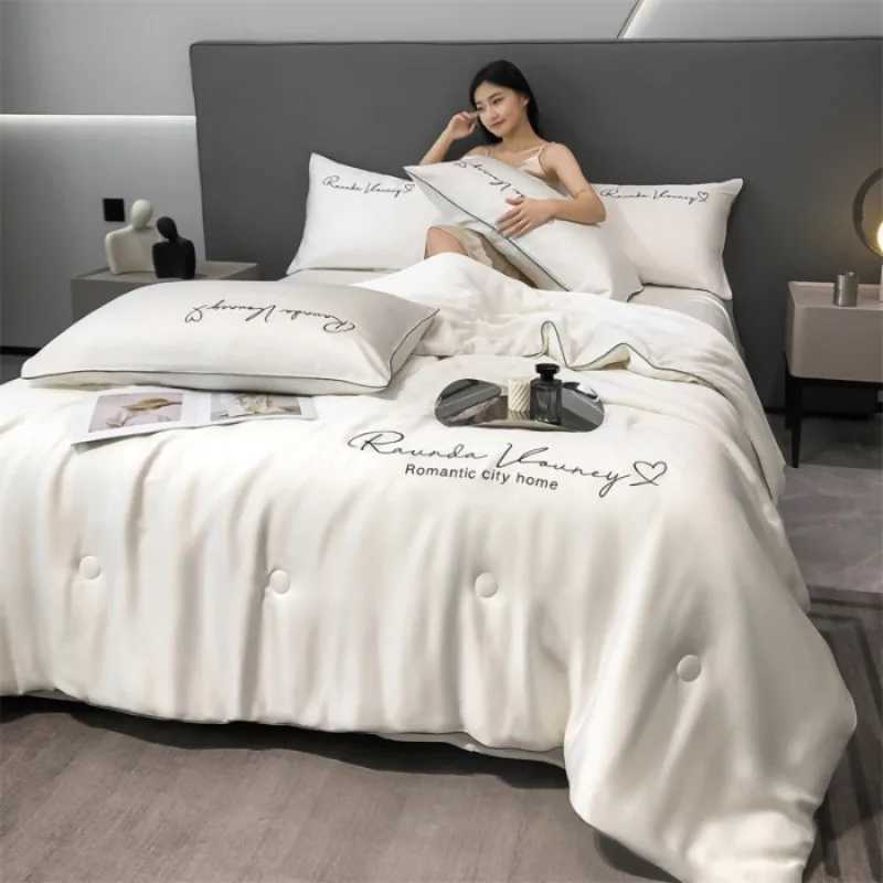 Ice silk air conditioner thin summer 2025 new single person cool feeling silk summer cool blanket four piece set summer quilt D260317