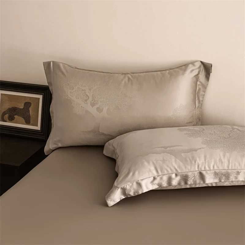 Luxury Bedding Set 600TC Lyocell Bamboo Fiber Jacquard Soft Silky Cooling Duvet Cover Set Flat/Fitted Bed Sheet Pillowcases 4Pcs D260317