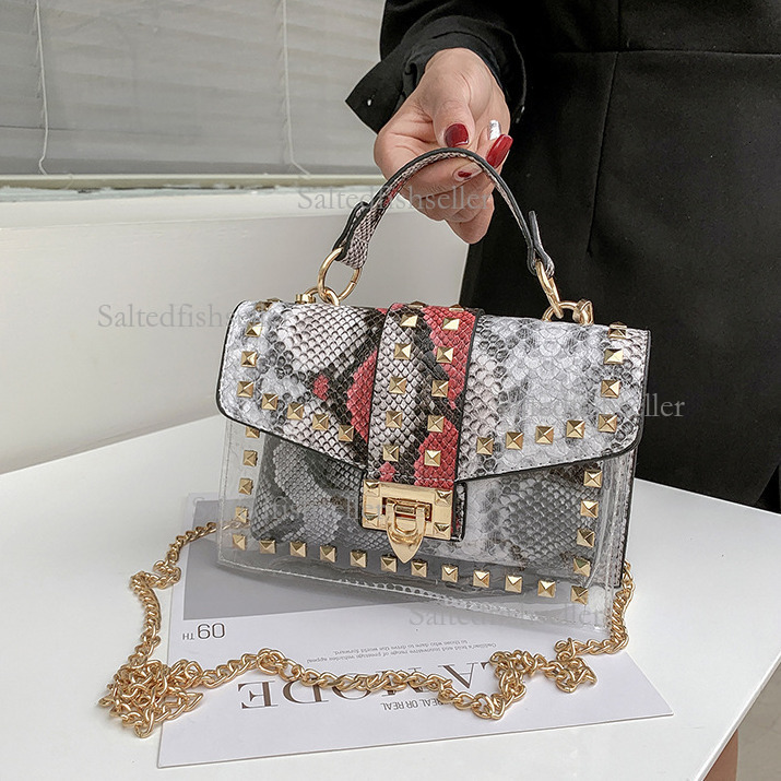 2026 Luxury Graffiti Transparent Jelly Bag Summer Fashion Korean Edition Instagram Internet Celebrity Chain Shoulder Crossbody Bag Women's Versat