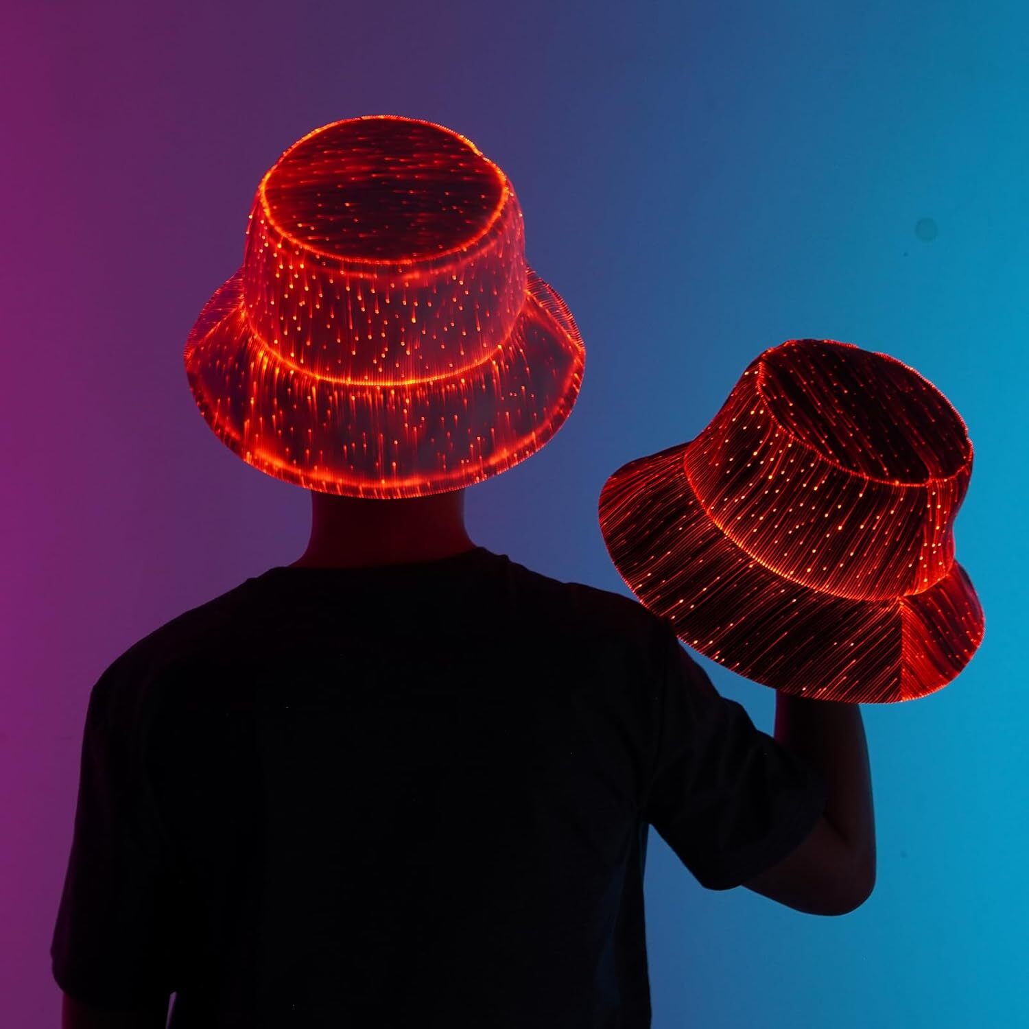 Stylish and Cool LED Fisherman's Hats Party Hats Fashionable High Tech Fiber Optic Glowing Hats Outdoor Trendy LED Hats