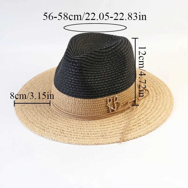 Summer Rafi Grass Stitching Fashion RB Letter Sunshade Straw Hat Womens Wide-brimmed Hat Jazz Beach Hat UV Protection Sun Hat H260317 - view 4