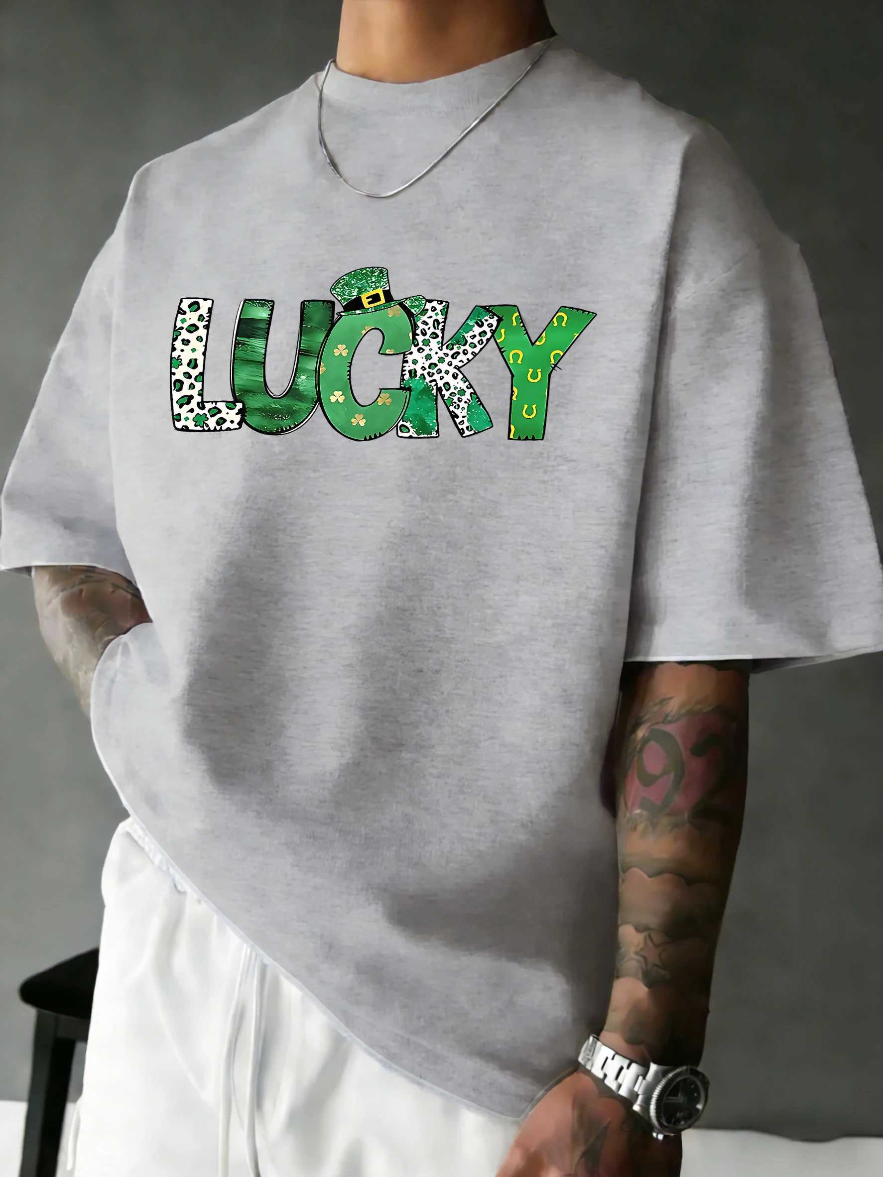 Leopard Fontprint Breathable Daily T-Shirt Man Sport Summer Short SLeeve Cotton Comfortable Tops Casual Loose Sportswear M260317