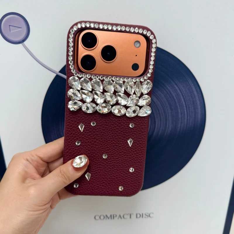 Handmade Jewelled Crystal PU Leather Phone Case For iPhone17 16e 14Plus 15Pro 1ini 11Pro 12 Half Coverage Hard Body Protection C260314