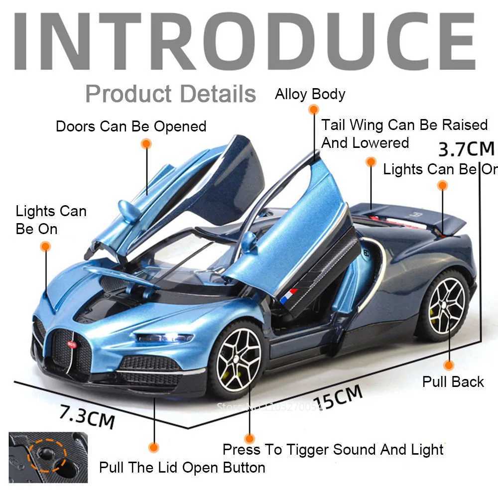 132 Atlantic Tourbillon Car Model Alloy Diecast Toys Doors Opened Sound Light Pull Back Miniature Models Office Table Ornaments D260317