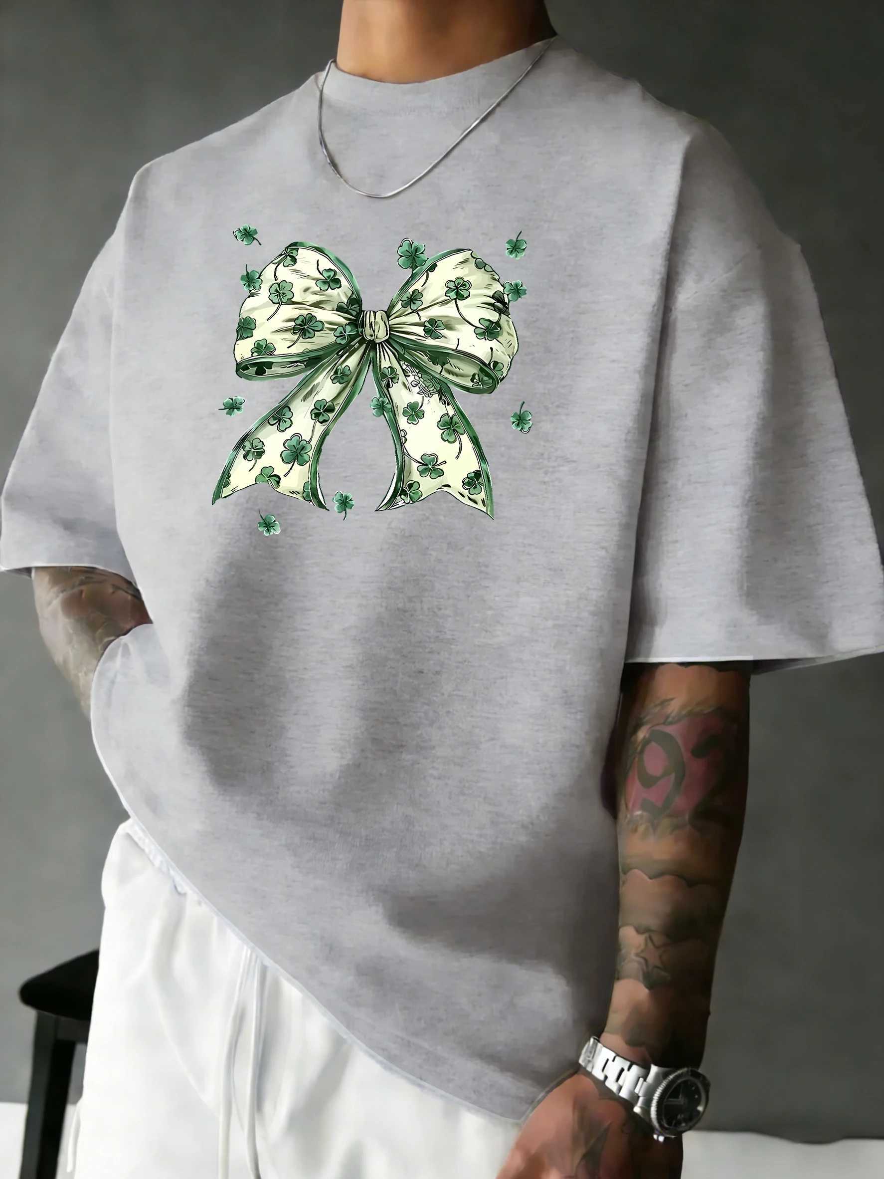 Clover Bowpattern Sport Youthful Short Sleeve Man Summer All-Match Tee Shirts O-Neck Casual Tops Hip Hop Cotton Streetwear M260317