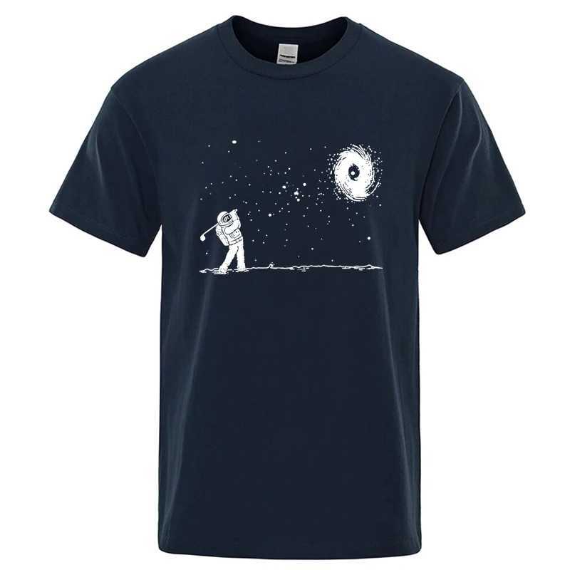 Mens High Quality 100 Cotton Funny Astronaut Print Summer T Shirt Loose O-neck Men Tshirt Short Sleeve T-shirt Male Tees Tops M260317