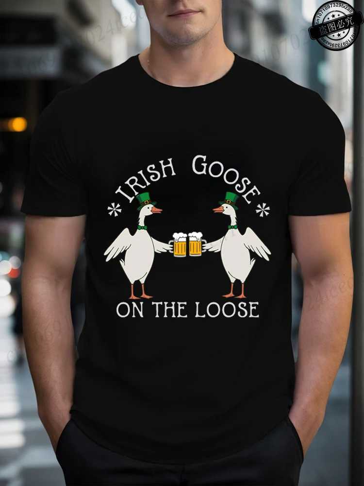 on The Loose Printed Mens T-Shirts ClothingSt PatRicks Day GiftDrinking T-ShirtFunny Irish Tee Tops M260317