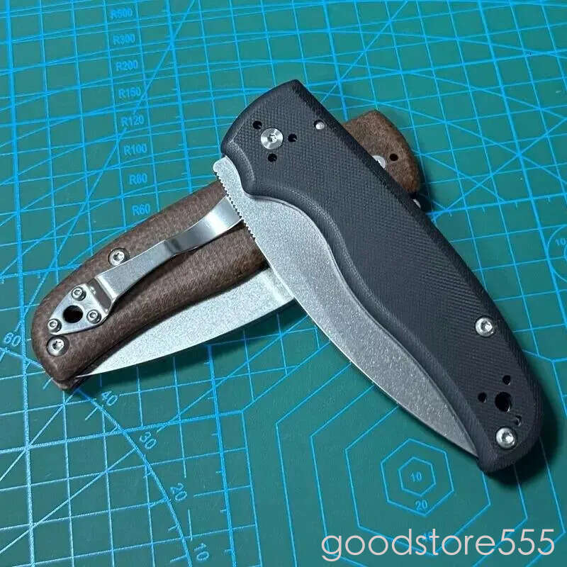 couteau Spy-C229GP Folding Knife 3.46 fixed blade knife S30V Stonewashed Serrated Blade, G10 pocket knife Handles - C229
