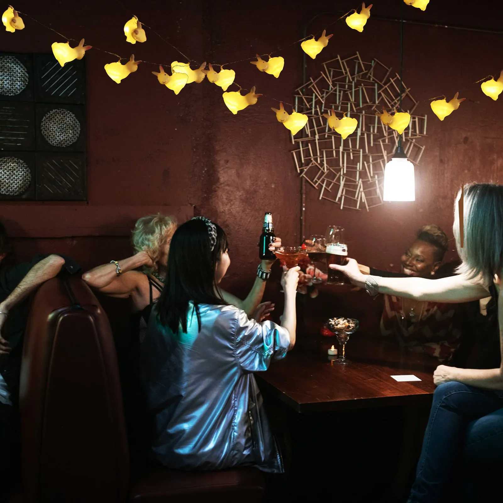 1Set Rabbit String Lights Easter LED Light Decor for Room Party Garden Bright Low Power Consumption Easter H260316