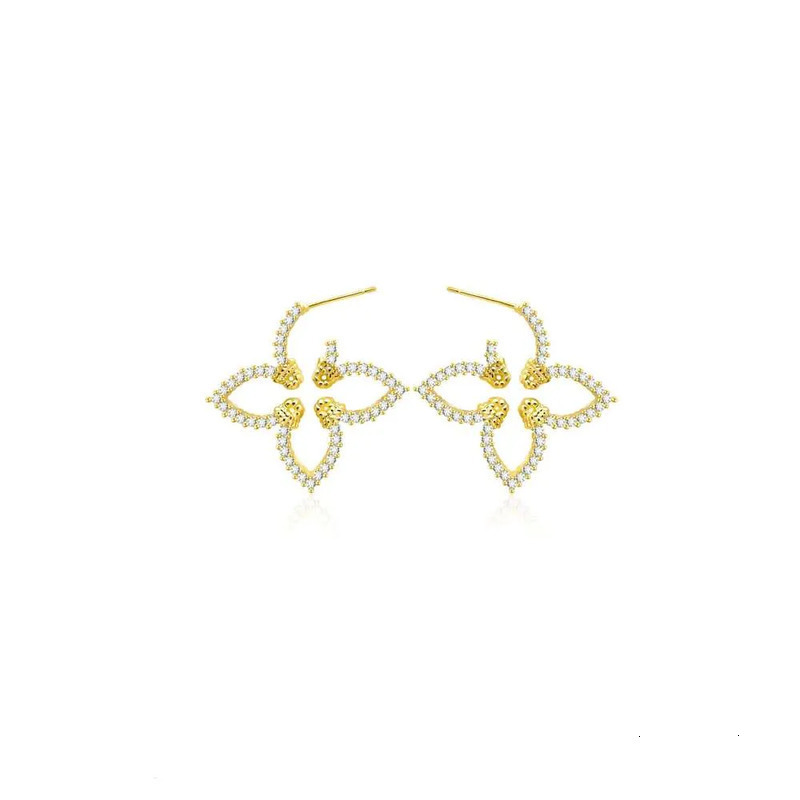 Dhcollections New Arrival Classic Four Leaf Flower Stud Earrings For Women High Quality Copper jewelry Fashion Exquisite Designer Jewelry Gift - view 6
