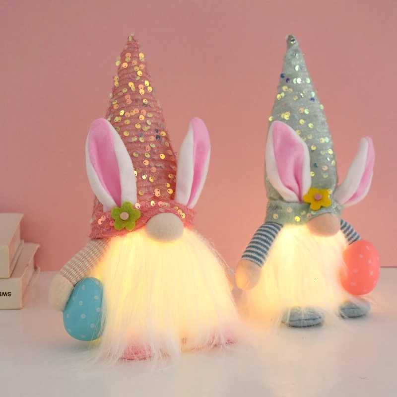 Easter LED Glowing Faceless Gnome Doll Cute Rabbit Ornament Kids Gift Favors 2025 Spring Easter Decoration for Home Party Supply H2603161