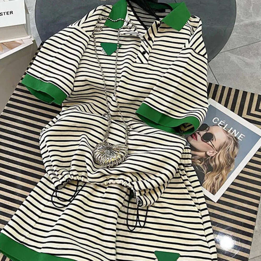 Shorts Pant Set Women Two Piece Matching Sets Short Sleeve Tops Striped Pants Casual Elastic Waist Summer Y2k Streetwear