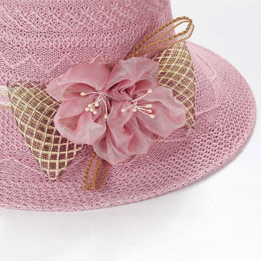 Fashion Sunscreen Beach Hat Casual Sun Cap Bucket Hat Bow Flowers Straw Hat Spring Summer Elegant Foldable Women Wide Brim Hat H260317 - view 6