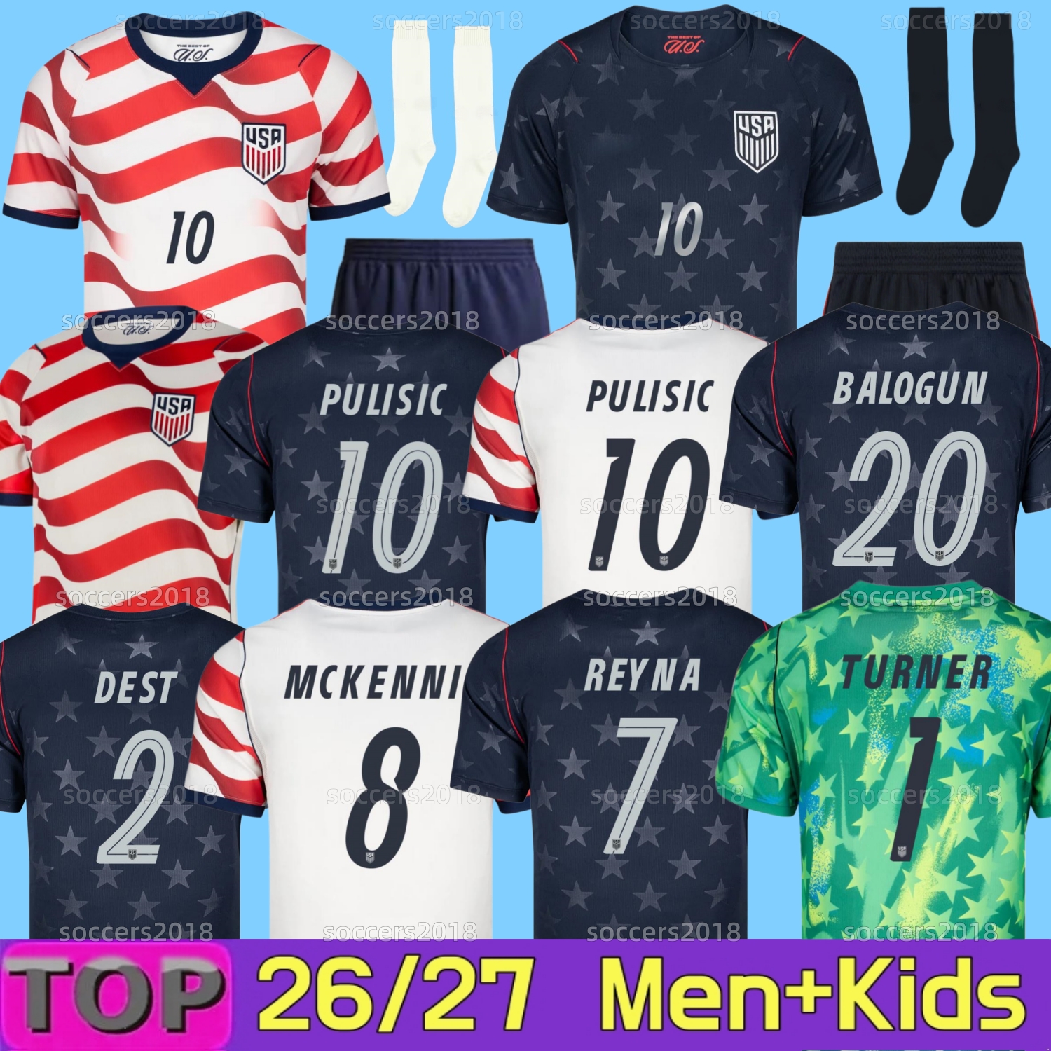 2026 USAs World CUP Soccer jerseys PULISIC MCKENNIE SMITH USWNT DEST REYNA BALOGUN Megan Lavelle Rapinoe Trinity ERTZ 26 27 Home Away Football Shirt Men Woman Kids Kit