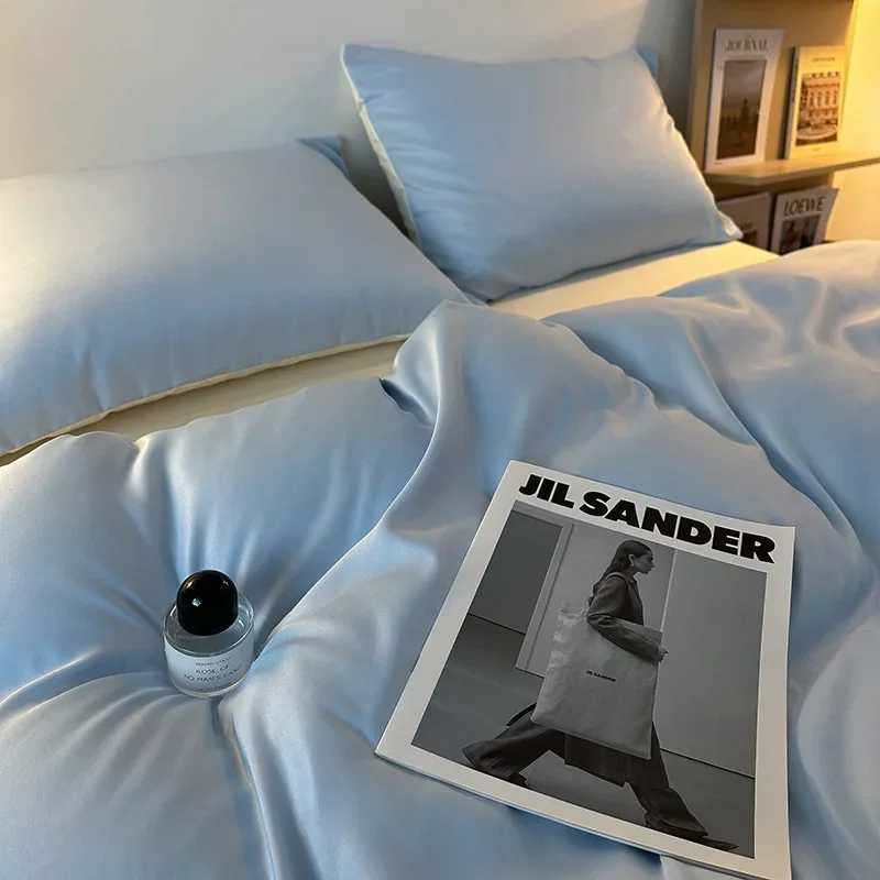 Summer 2025 Solid Color Cool Bed Sheet Set Ab Double-Sided Skin Friendly Nude Sleeping Bed 4-Piece Set 15/18/20M Bedding D260317