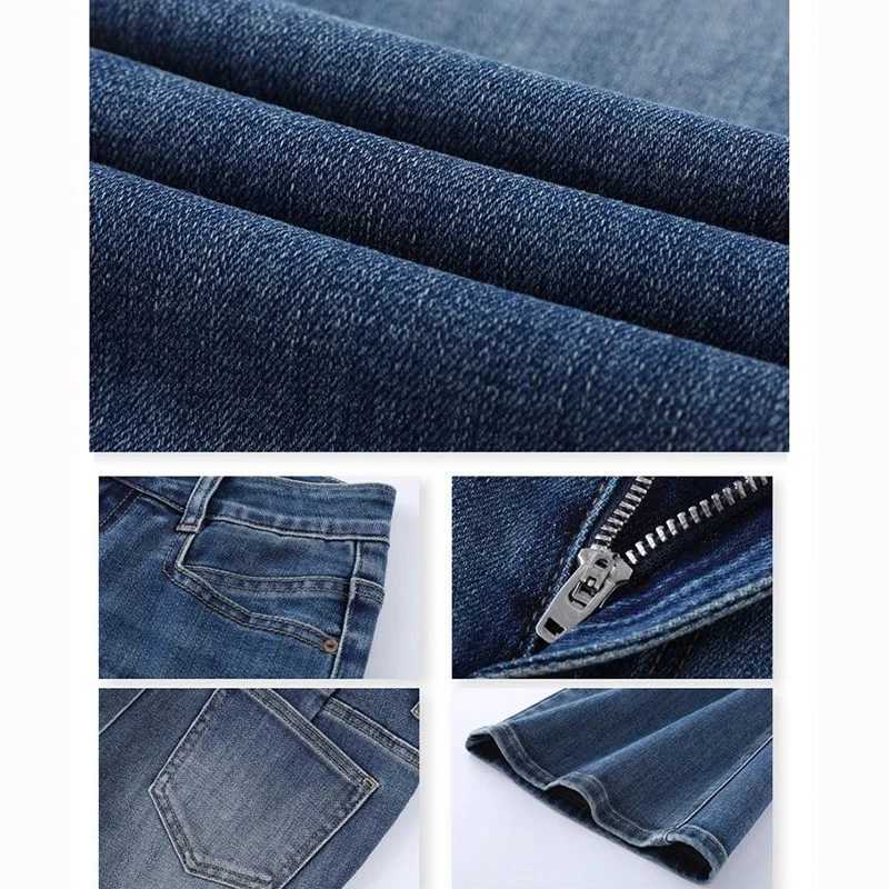 2025 Women Retro Blue Flared Jeans Hot Sale Lady High Waist Casual Denim Trousers s Classic Korean Straight Leg Pants M260317